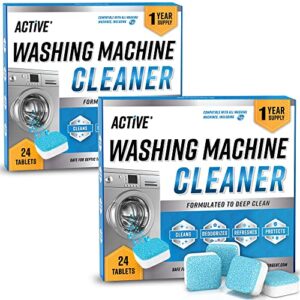 washing machine cleaner descaler 48 pack - value size deep cleaning tablets for he front loader & top load washer, septic safe eco-friendly deodorizer, clean inside drum and laundry tub seal - 48 count