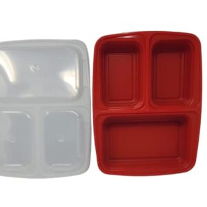 (10 Pack) 3 Section Plate Meal Prep Containers with Lids