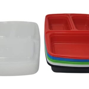 (10 Pack) 3 Section Plate Meal Prep Containers with Lids