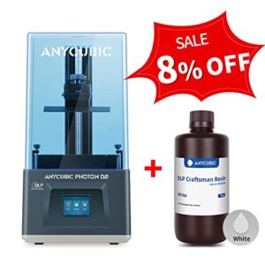 anycubic resin 3d printer bundle, photon d2 and dlp caftsman resin (white, 1000g)