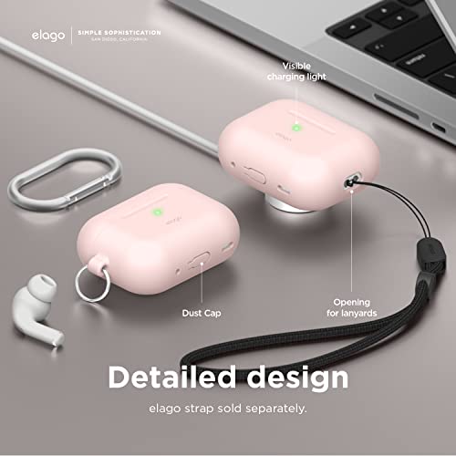 elago Compatible with AirPods Pro 2 Case (2022), Silicone Case with Keychain Compatible with Apple AirPods Pro 2nd Generation Case, Front LED Visible, Supports Wireless Charging [Lovely Pink]