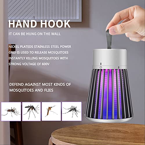 Qremove Bug Zapper,Electric Mosquito Zapper Portable Camp Mosquito Killer Rechargeable Indoor Bug Zapper Outdoor Mosquitoes Light with Hanging Loop,USB LED Purple Light Trap Backyard Camping Using