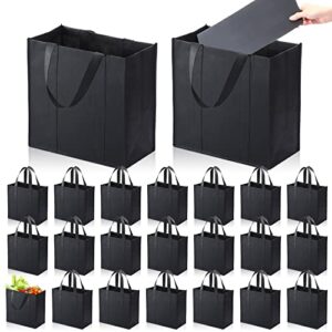 kenning 20 pack reusable grocery bags large heavy duty shopping bags foldable grocery tote bag with reinforced bottom and sturdy handles for shopping merchandise events parties, black