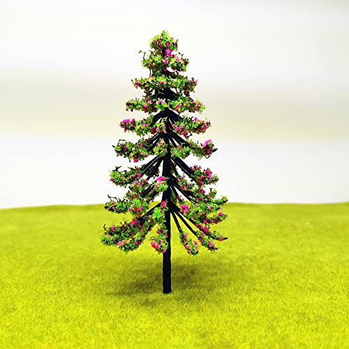 Colorful Tree Powder Model Tree Tufted for DIY Miniature Lowland Model Shrub Bushy Tuft Architecture Building Model Railway Fairy Garden Diorama Scenery (Rose Pink)