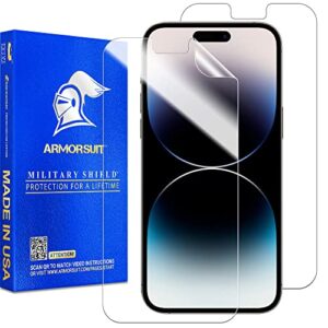 armor suit 2 pack screen protector designed for iphone 14 pro max 6.7-inch militaryshield case friendly hd clear film - made in usa