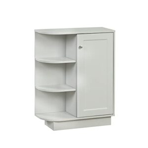 merax, gray storage corner cabinet with door and adjustable shelf, freestanding, wood
