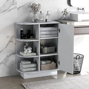 Merax, Gray Storage Corner Cabinet with Door and Adjustable Shelf, Freestanding, Wood