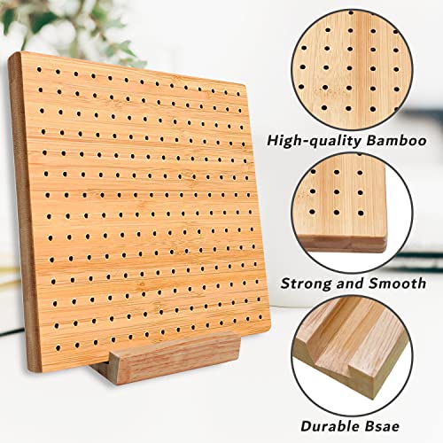 7.8 Inches Bamboo Wooden Board for Knitting Crochet and Granny Squares Blocking Board for Knitting and Crochet Projects Handcrafted Knitting Stainless Steel Pins