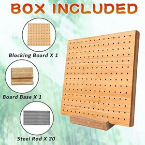 7.8 Inches Bamboo Wooden Board for Knitting Crochet and Granny Squares Blocking Board for Knitting and Crochet Projects Handcrafted Knitting Stainless Steel Pins