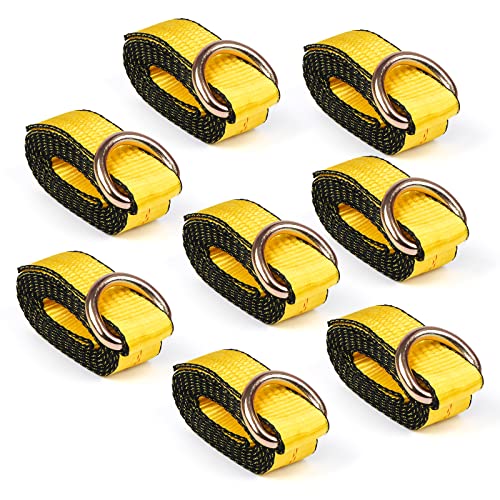 Zeuli 2” x 8’ 8-Pack Lasso Strap with D Ring Auto Tie Down for Wheel Lift, Trailer, Tow Truck