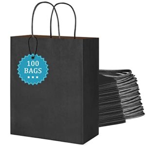 coglaring 100pcs 8.3x4.3x10.6 gift bags kraft paper bag w/handles bulk shopping favor bags