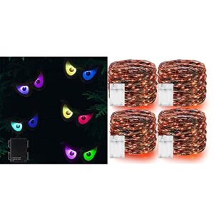 dazzle bright halloween 20 ft 60 led battery operated fairy string lights + 10 led rgb flashing eyes string halloween lights