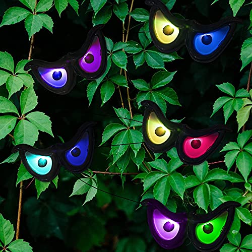 Dazzle Bright Halloween 20 FT 60 LED Battery Operated Fairy String Lights + 10 LED RGB Flashing Eyes String Halloween Lights