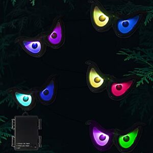 Dazzle Bright Halloween 20 FT 60 LED Battery Operated Fairy String Lights + 10 LED RGB Flashing Eyes String Halloween Lights