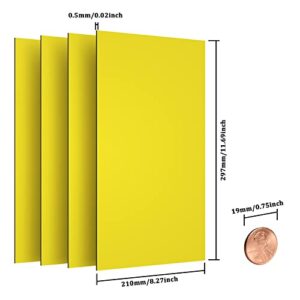 4pcs Super Strong Flexible Magnetic Sheet,Single Sided Magnetic Bendable Flexible Magnet,Yellow Magnetic Pad for Process Cutting Dies,Yellow Flat Magnets for Cars DIY,8.27" Wide,12" Long,0.77mm Thick