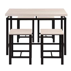 5 piece dining table set for 4, kitchen counter height table and 4 chairs, bar table and chairs set, home kitchen breakfast table for small spaces pub dining room kitchen (beige+black)