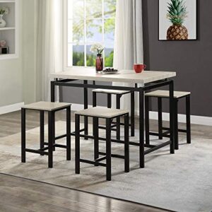 5 Piece Dining Table Set for 4, Kitchen Counter Height Table and 4 Chairs, Bar Table and Chairs Set, Home Kitchen Breakfast Table for Small Spaces Pub Dining Room Kitchen (Beige+Black)