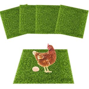4pcs chicken nesting box pads, artificial grass rug carpets nest box bedding for chicken coop pet (12*12 inch)