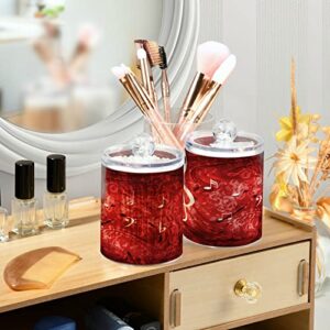 ALAZA 4pcs Red White Music Note Qtip Holder Dispenser 14 oz Bathroom Storage Clear Apothecary Jars Containers Cotton Ball,Cotton Rounds,Floss Picks, Hair Clips, Food