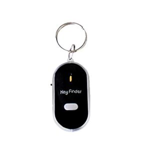 1pc keytag key finder, led light torch remote sound control lost key finder, easy to use suitable for the elderly key locator device, phone keychain whistle sound finder tracker (black)