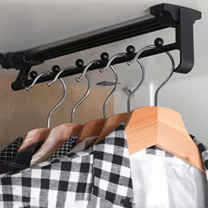 Heavy Duty Extendable Pull Out Closet Rod Sliding Wardrobe Closet Rod Hanging Rod for Closet Storage Wardrobe Clothes Hanger Rail Towel Ideal for Closet(Black) (30 cm/11.8 inch)