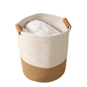 ohros 1 piece woven baskets for storage rope laundry basket for organizing hamper boho cotton laundry basket for bathroom towel blanket closet clothes storage toy bin round tall basket 13.5 x 14.5"