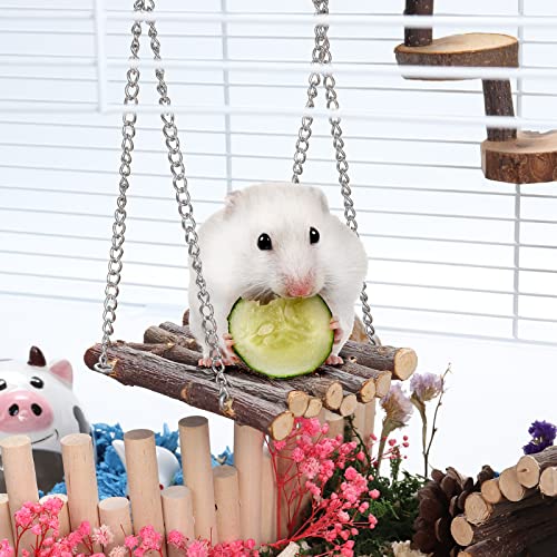 DAMPET Hamster Chew Toys, Hamster Activity Toys, Gerbil Rat Guinea Pig Chinchilla Chew Toys, Toys Accessories for Teeth Care,Natural Apple Wood Toys for Hamster, Rabbits, Bunny, Gerbil (Style 4)