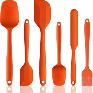 silicone spatula,spatulas silicone heat resistant,6 pcs silicone cooking utensils set,non-stick and non-scratch spatula set,stainless steel core,great grips spatulas for cooking,baking and mixing
