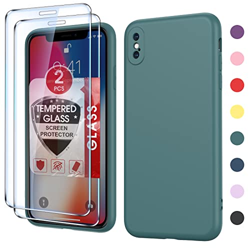 LeYi for iPhone Xs Max Case: iPhone Case Xs Max with [2 Pack] Tempered Glass Screen Protectors, Soft Silicone Ultra Slim Shockproof Case with Anti-Scratch Microfiber Lining for iPhone Xs Max, Green