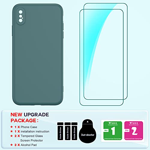 LeYi for iPhone Xs Max Case: iPhone Case Xs Max with [2 Pack] Tempered Glass Screen Protectors, Soft Silicone Ultra Slim Shockproof Case with Anti-Scratch Microfiber Lining for iPhone Xs Max, Green