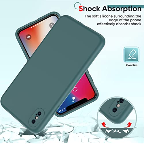 LeYi for iPhone Xs Max Case: iPhone Case Xs Max with [2 Pack] Tempered Glass Screen Protectors, Soft Silicone Ultra Slim Shockproof Case with Anti-Scratch Microfiber Lining for iPhone Xs Max, Green