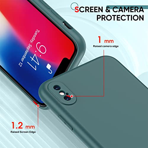 LeYi for iPhone Xs Max Case: iPhone Case Xs Max with [2 Pack] Tempered Glass Screen Protectors, Soft Silicone Ultra Slim Shockproof Case with Anti-Scratch Microfiber Lining for iPhone Xs Max, Green