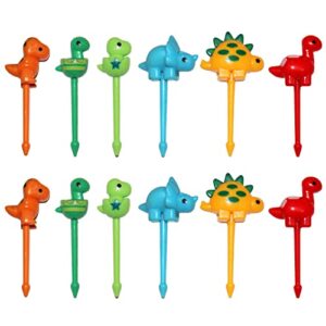 12pcs food picks for kids, dinosaur fruit food picks, fun kids food picks for bento box, school lunch accessories for kids, cute animal fruit toothpicks for picky eaters