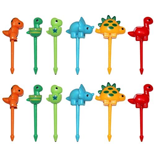 12Pcs Food Picks for Kids, Dinosaur Fruit Food Picks, Fun Kids Food Picks for Bento Box, School Lunch Accessories for Kids, Cute Animal Fruit Toothpicks for Picky Eaters