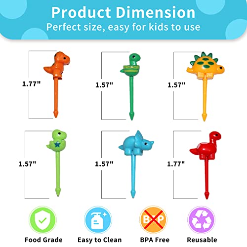 12Pcs Food Picks for Kids, Dinosaur Fruit Food Picks, Fun Kids Food Picks for Bento Box, School Lunch Accessories for Kids, Cute Animal Fruit Toothpicks for Picky Eaters