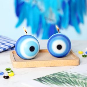 huray rayho evil eye candle gifts set of 2 evil eye decor blue ball nazar candle handmade scented natural soy wax hamsa cute candles aesthetic aromatherapy air freshener home office gifts for women