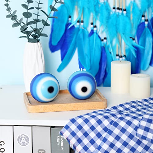 Huray Rayho Evil Eye Candle Gifts Set of 2 Evil Eye Decor Blue Ball Nazar Candle Handmade Scented Natural Soy Wax Hamsa Cute Candles Aesthetic Aromatherapy Air Freshener Home Office Gifts for Women