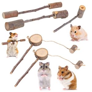 dampet hamster chew toys, hamster activity toys, gerbil rat guinea pig chinchilla chew toys, toys accessories for teeth care,natural apple wood toys for hamster, rabbits, bunny, gerbil (style 3)