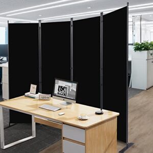 CHOSENM Room Divider, 4 Panel Folding Privacy Screens with Wider Support Feet, 6 Ft Portable Room Partition for Room Separator, 88" W X 71" H, Black