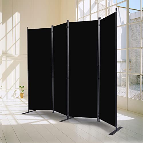 CHOSENM Room Divider, 4 Panel Folding Privacy Screens with Wider Support Feet, 6 Ft Portable Room Partition for Room Separator, 88" W X 71" H, Black