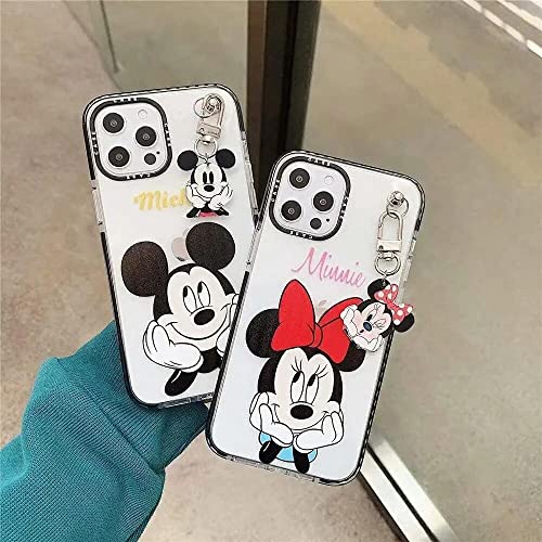 Threesee for iPhone 14 Pro Max Cute Case,Minnie Mouse Cute Cartoon Kawaii Girls Kids Women Slim Gel Rubber Bumper Soft TPU Protective Clear Case with Pendant for iPhone 14 Pro Max 6.7 inch(Minnie)