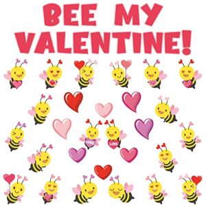 84pcs valentine's day bee bulletin board cutouts valentine's day heart accents name tags classroom decoration for teacher student back to school decor valentine's day wedding anniversary party favor