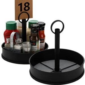 avla 2 pack steel condiment caddy, rust-resistant seasoning sauce holder, metal storage rack basket with display handle, table caddies collection for restaurants & homes, picnics, outdoor grills