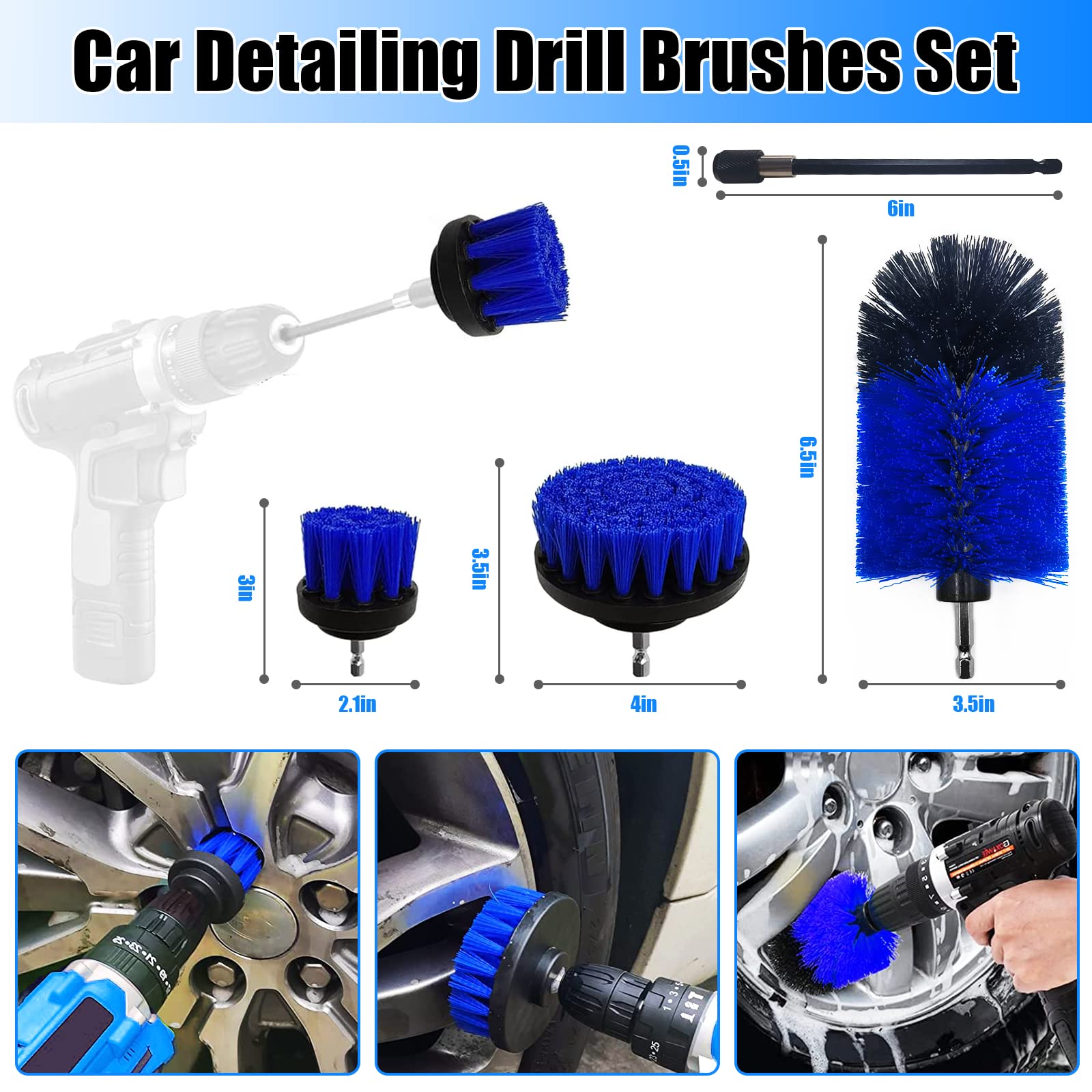 LNXNMDSY 23Pcs Car Detailing Kit - Car Foam Buffing Pads & Car Drill Brush Polishing Kit - Soft Bristle Power Scrubber with Extend Long Attachment - Car Cleaning Tools Kit for Interior Exterior