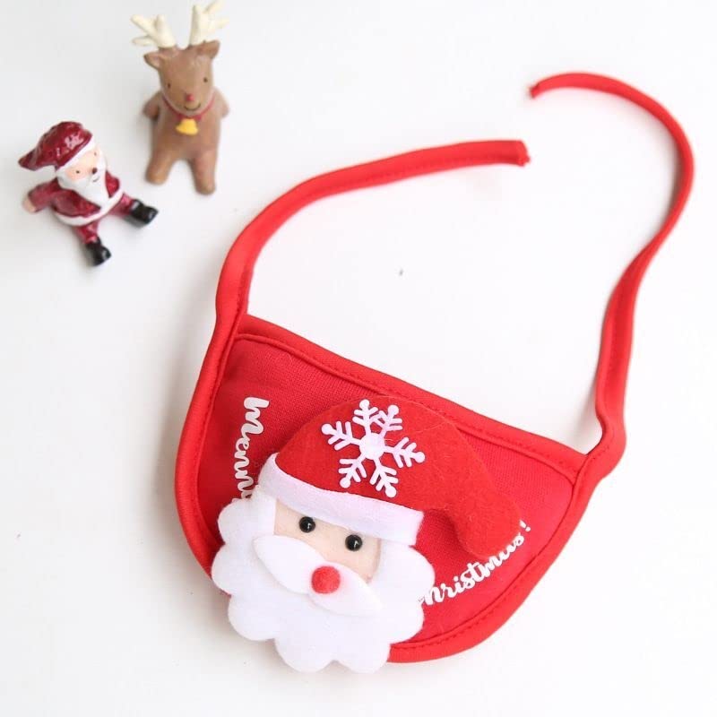 Udebohe Dog Christmas Bandana Bib and Hat Set 2 Pieces, Christmas Tree Elk Reindeer Santa Claus Pet Christmas Costume Accessories Outfit for Small Dogs Cats Puppys Kittens