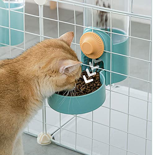 Pet Dog Cat Hanging Automatic Feeders Drinking Bowls 40oz,2 PCS Auto Gravity Pet Feeder and Water Set, Cage Pet Feeding Bowls Dispenser for Cats Dogs Puppy, Rabbit Hamsters Chinchilla Hedgehog Ferret