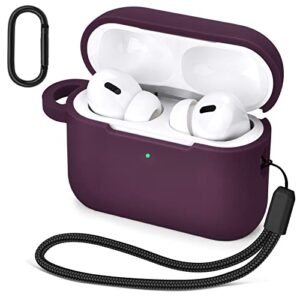 airspo airpods pro 2nd generation case cover 2022, soft silicone shockproof protective case with keychain airpods pro 2 lanyard case (dark purple)