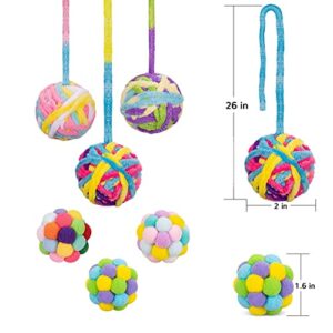 HAICHEN TEC Ferret Toys Ball Set Woolen Yarn Cats Balls with Built-in Bell Soft Colorful Pompom Balls Interactive Sound Toy Exercise Scratch Play Chew Toys for Indoor Pet Cat Kitten (6 Pack)