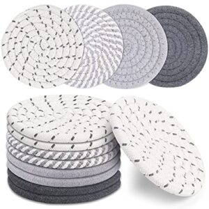 lezmarket 8 pcs coasters for drinks absorbent, 4 colors absorbent drinks coasters , minimalist cotton woven coaster set for home decor tabletop protection suitable for kinds of cups, 4.3 inches.