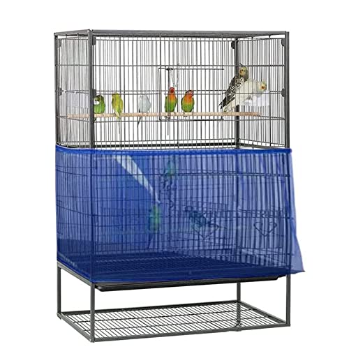 Lemengtree Bird Cage Cover Universal Birdcage Seed Catcher Guard Net Cover, Parrot Nylon Mesh Net Cover, Airy Gauze Birdcage Accessories Mesh Net Cover for Round Square Cages (Blue-Mesh Net Cover)